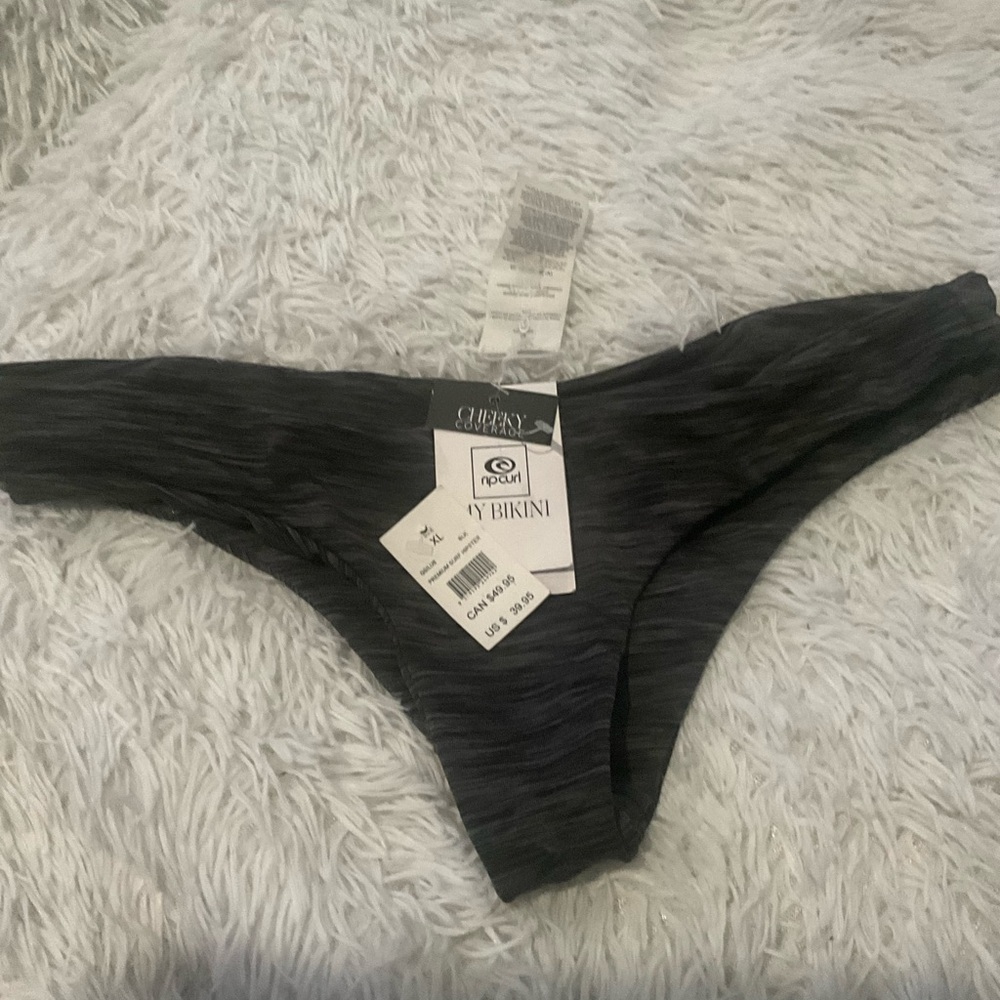 Rip Curl Black and Gray Bikini Bottom